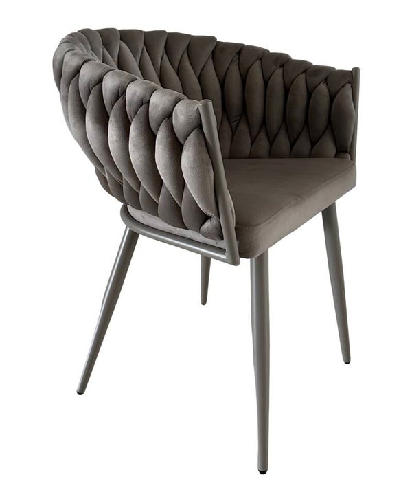 Wave chair Eetkamerstoel Velvet Zand/Taupe Set van 2 Frame in kleur!