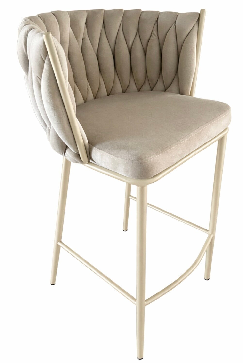 Wave Barstoel / Counter stoel Zand/White velvet Frame in kleur Sand!