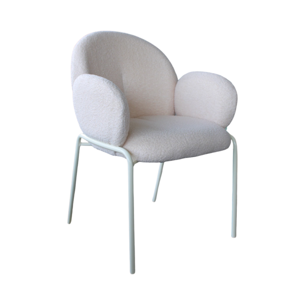 A&B DESIGN TEDDY CHAIR OFF White Boucle met moderne cream voet