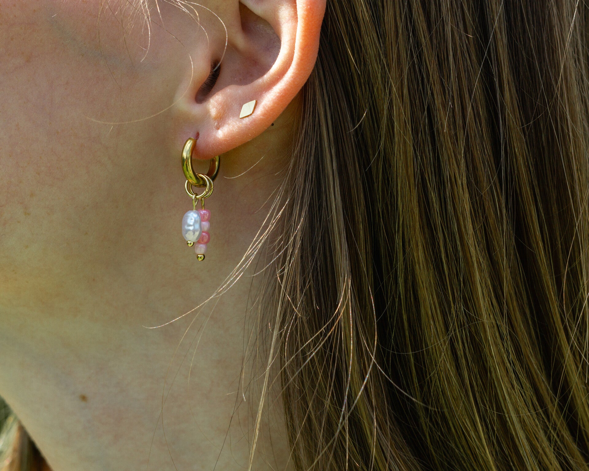 Pearl charm hoops