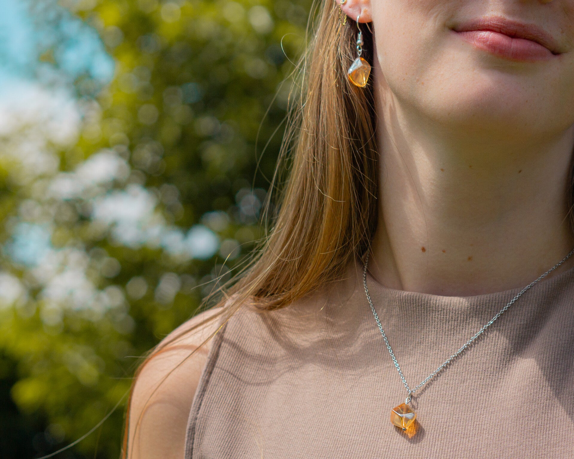 Orange stone earrings