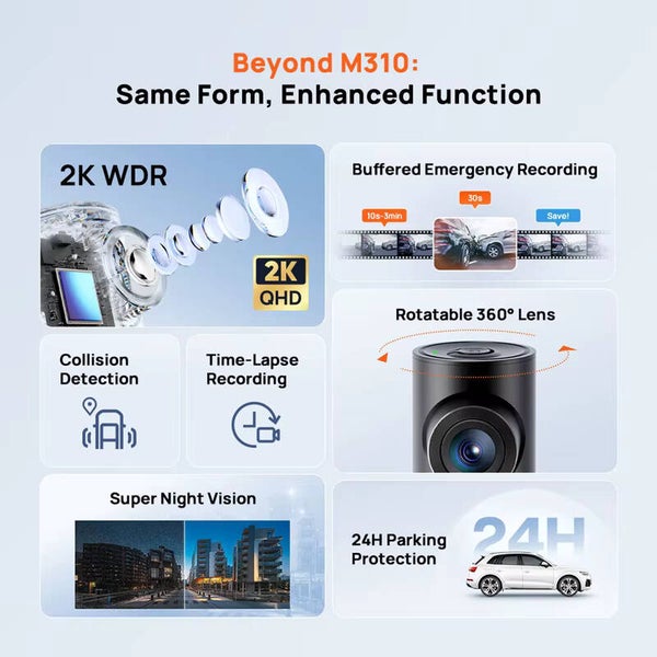 70mai Dashcam M310 Plus 2K 1440P 143 ° FOV F1.55 Smart Voice Control 24H Parkschutz Nachtsicht 70mai M310 Plus 2K Auto DVR