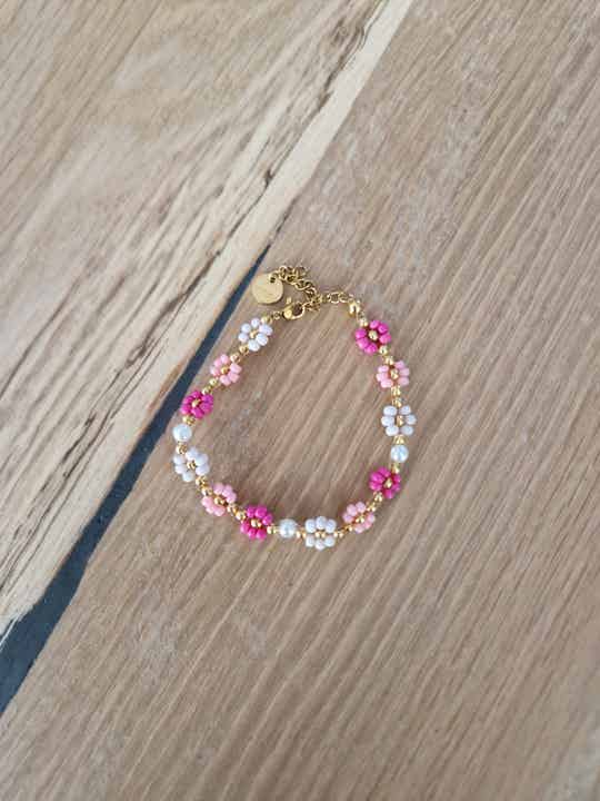 Armband FLORIEN beige/lichtroze/donkerroze
