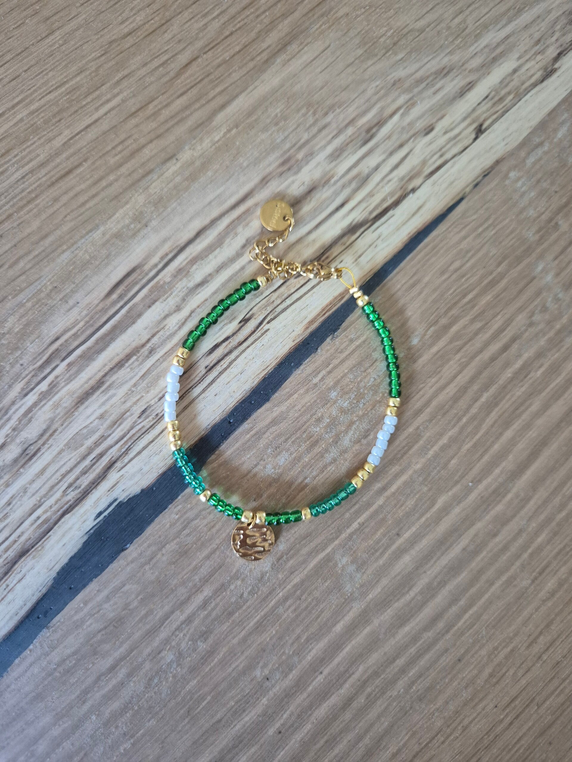 Armband KIM groen/wit/goud