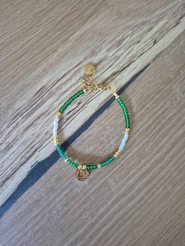 Armband KIM groen/wit/goud