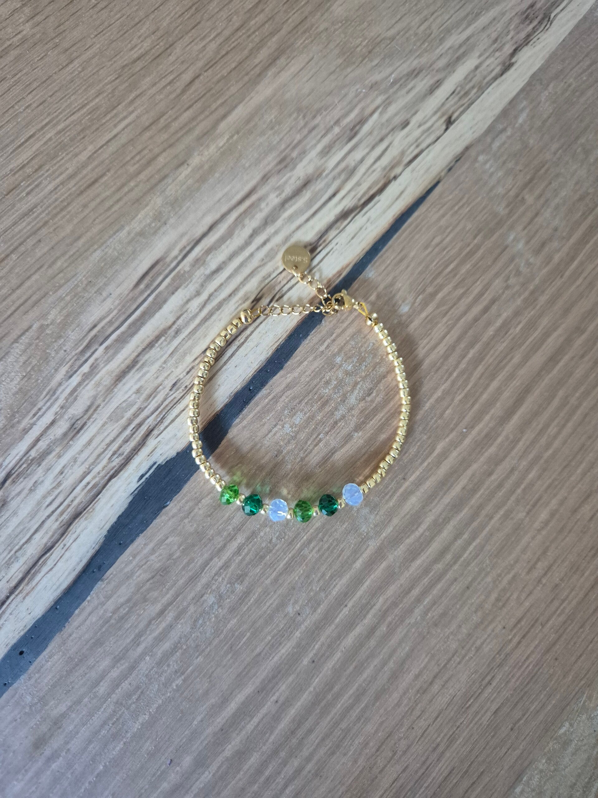 Armband AMY groen/wit/goud