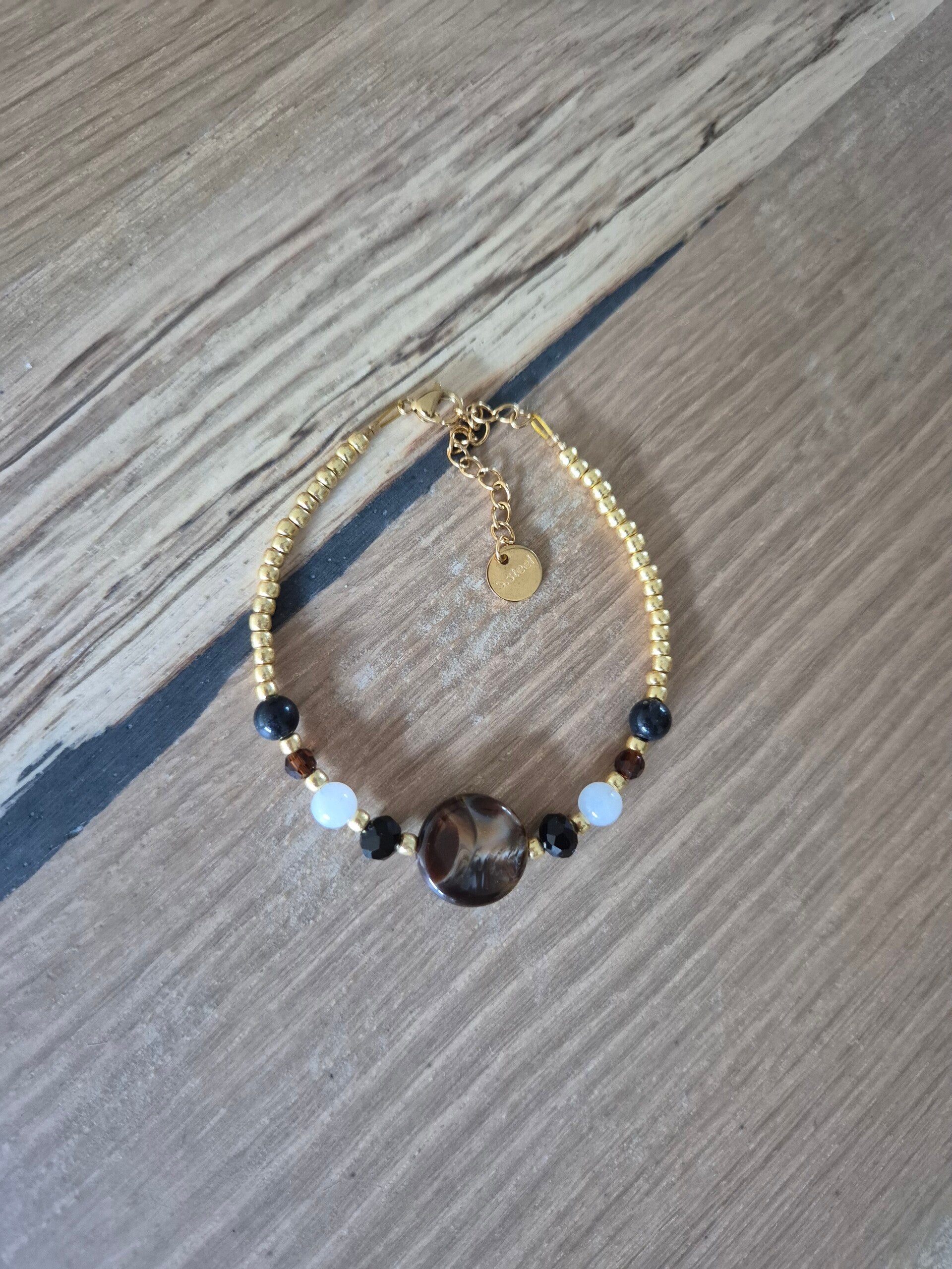Armband LIZZ zwart/bruin/wit/goud