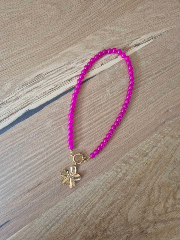 Ketting Glaskraal ROZE exclusief