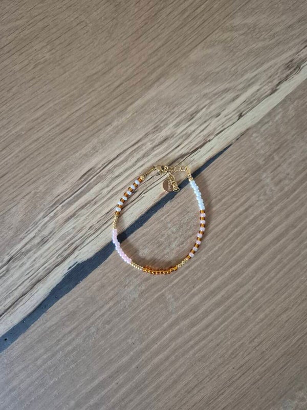 Armband ELISE roomwit/lichtroze/amber/goud