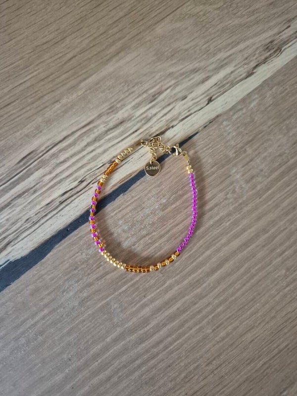 Armband CLAIR roze/amber/goud