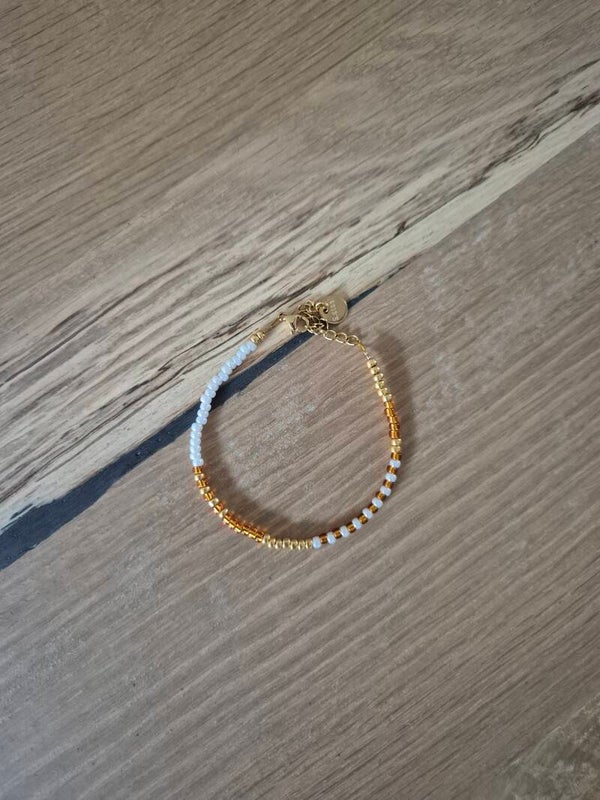 Armband CLAIR roomwit/amber/goud
