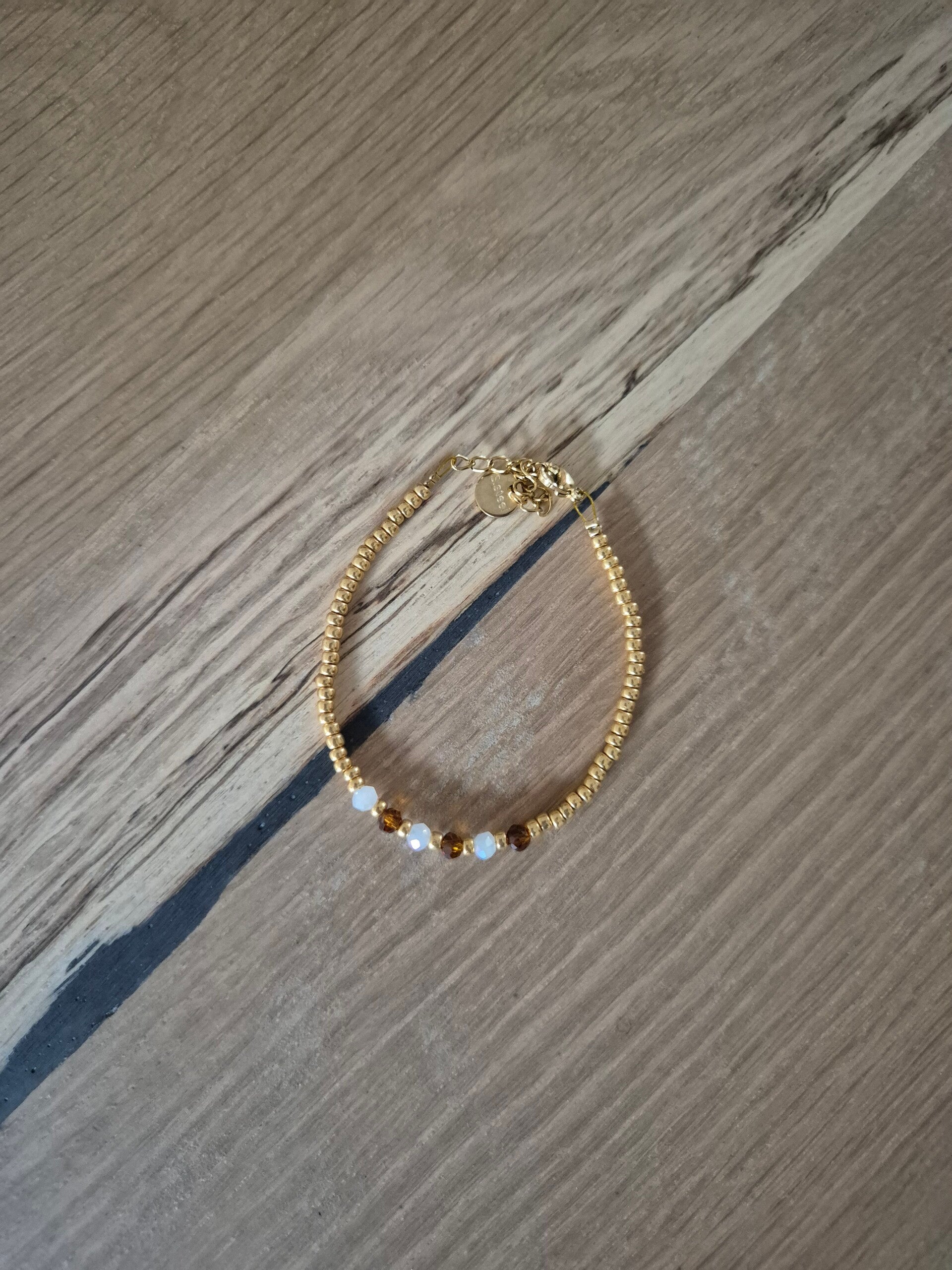 Armband CHLOE roomwit/amber/goud