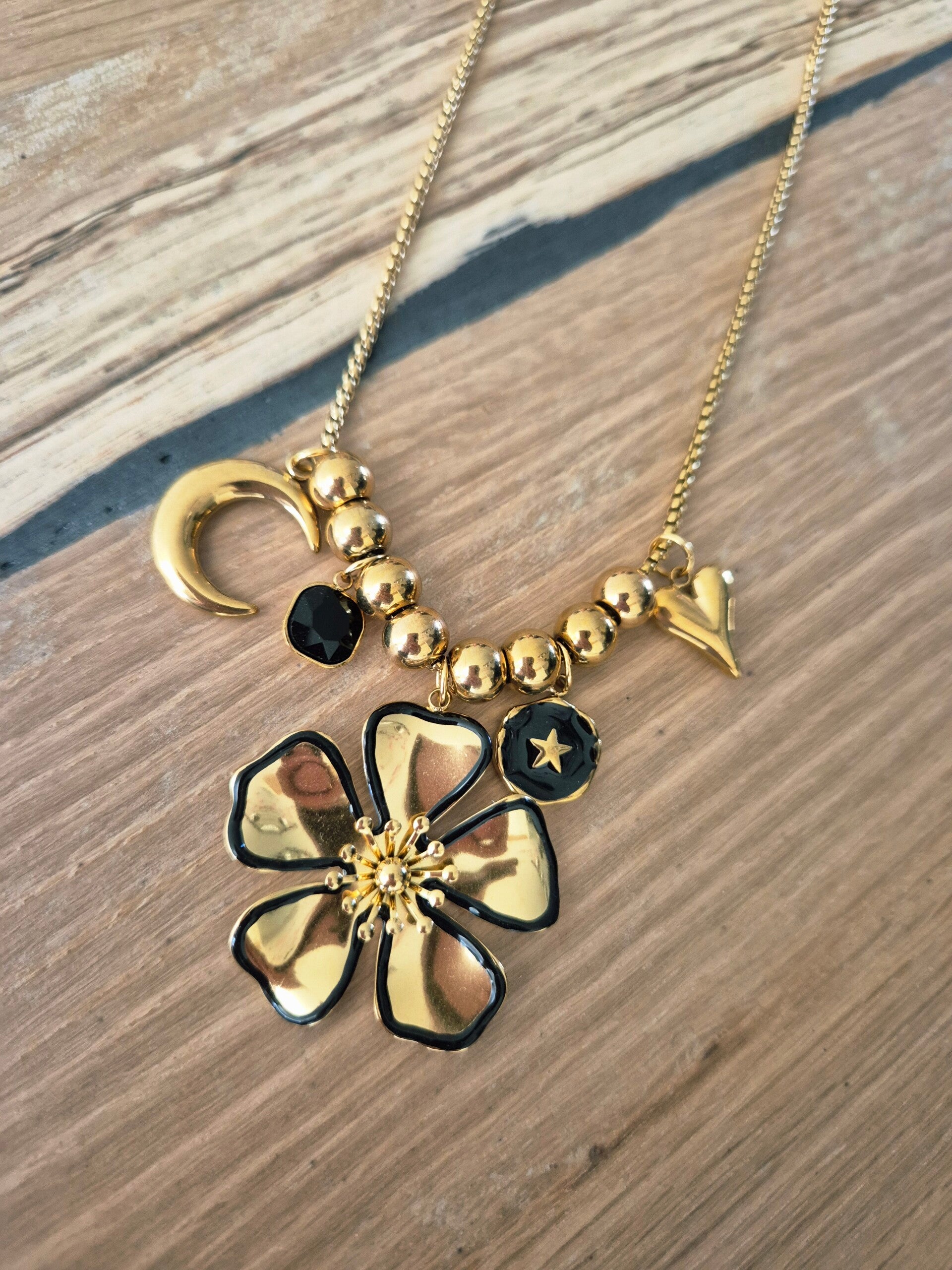 Ketting NYSSA zwart/goud