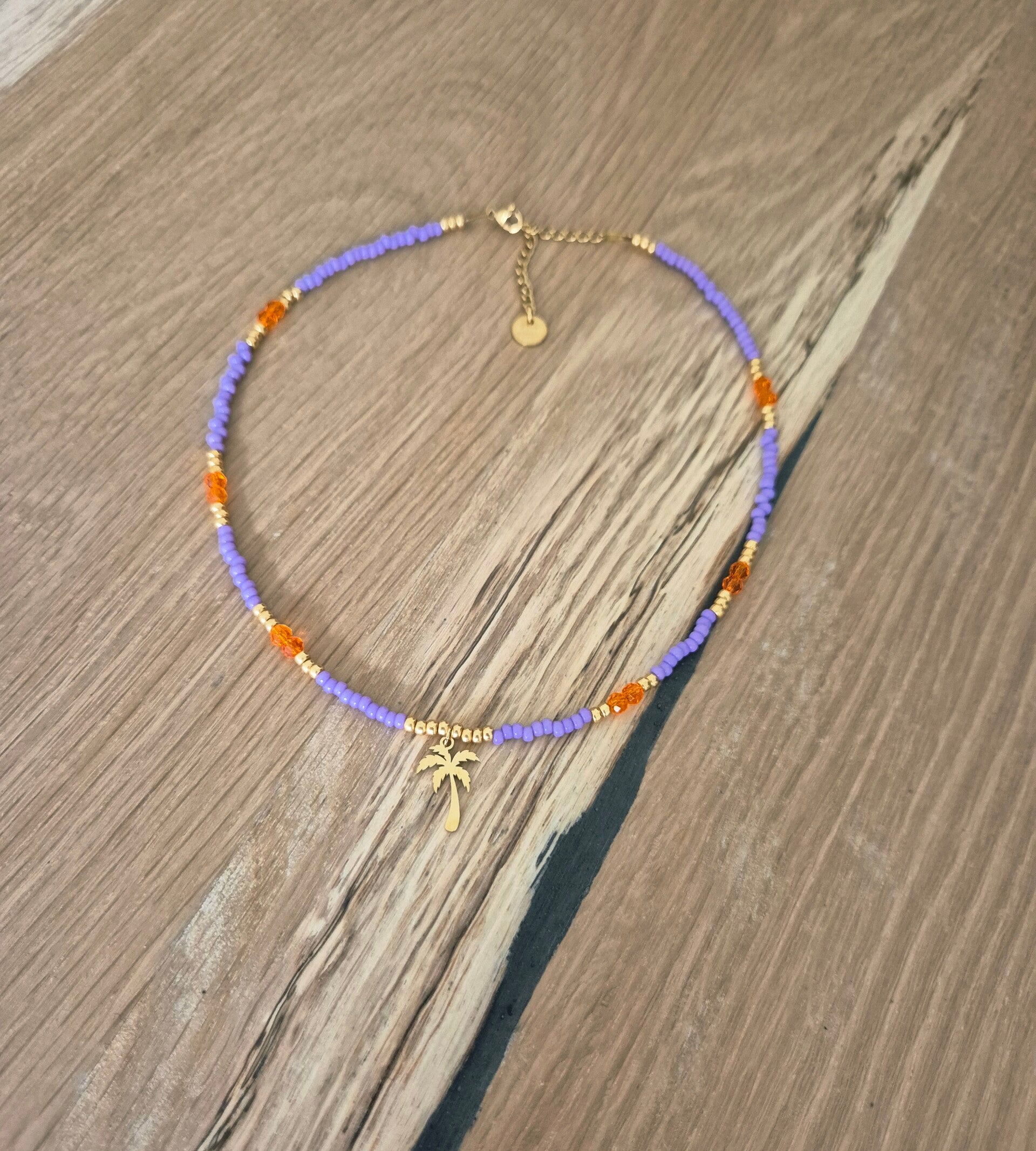 Ketting ALOHA paars/oranje/goud