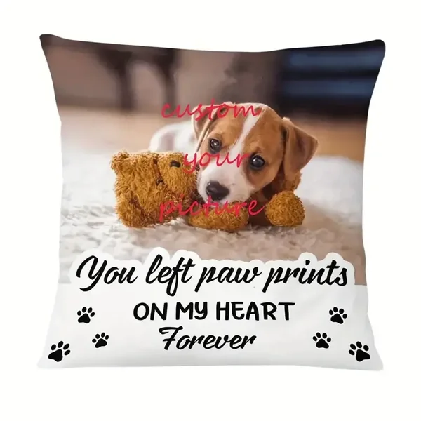 Pluche fotokussen "Paw prints on my heart"