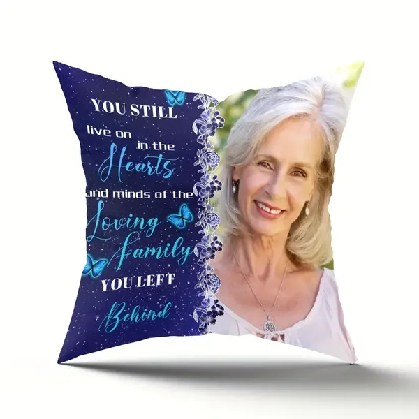 Pluche Foto kussen "you still live on"