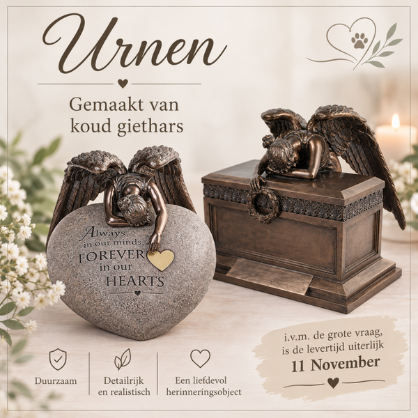 Gedenkings urn liggende engel
