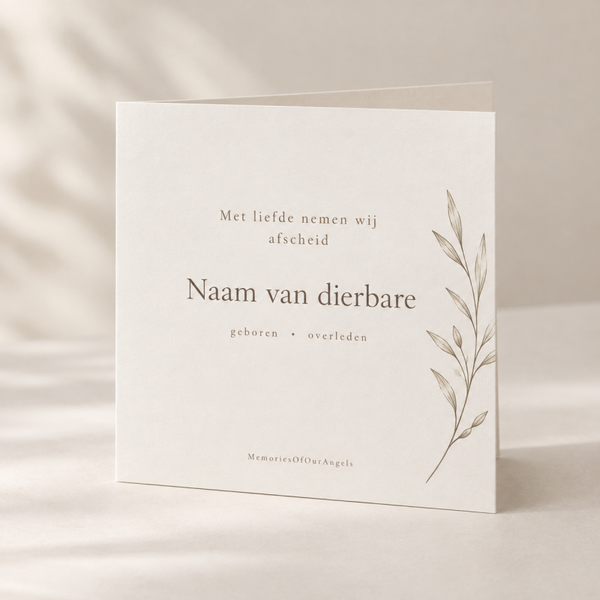 Minimalistische gevouwen rouwkaart – Een liefdevolle herinnering