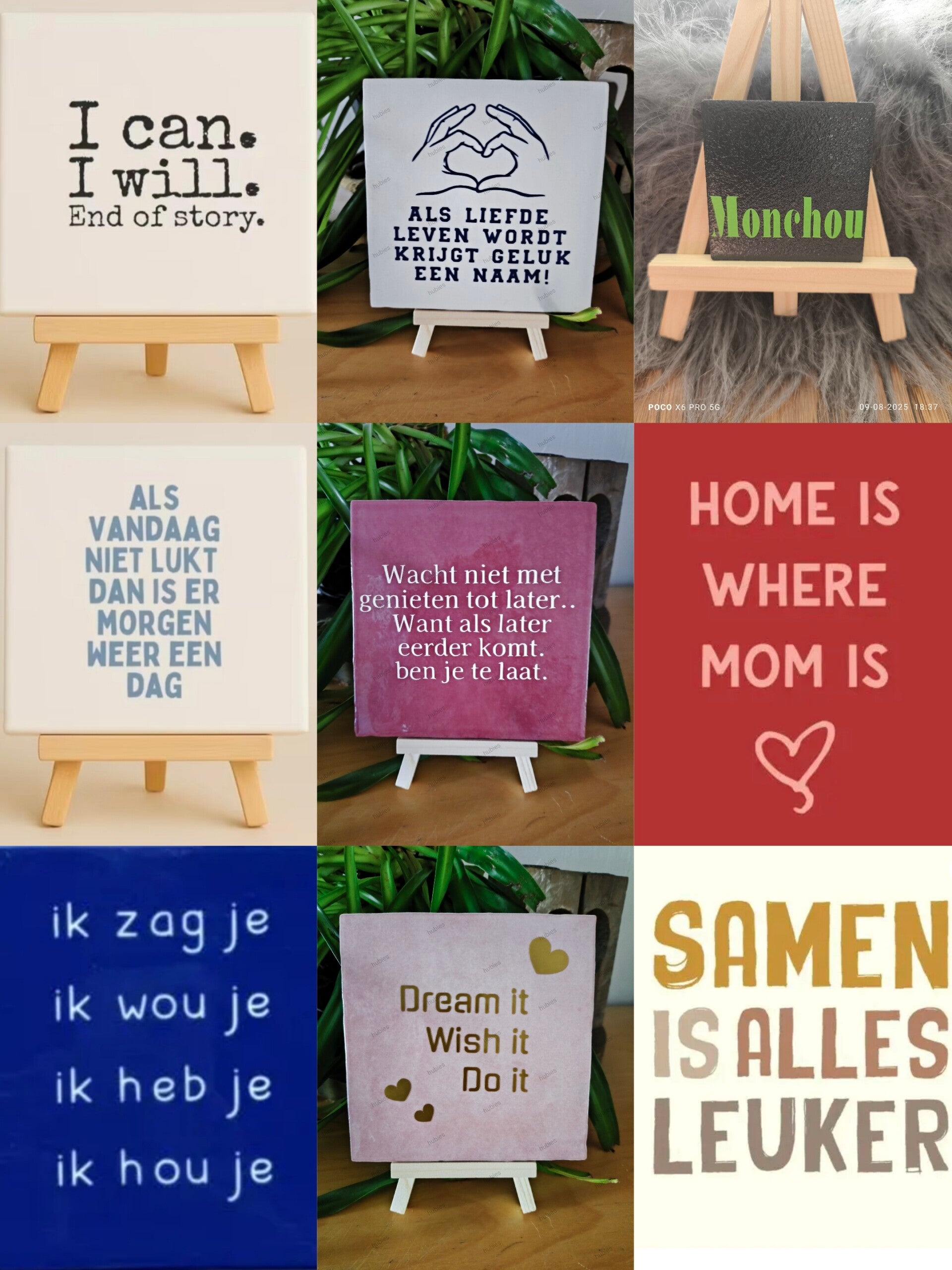 Gepersonaliseerde tegel met kleur en tekst naar keuze