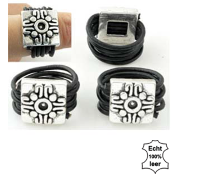 Echt lederen ring met metaal