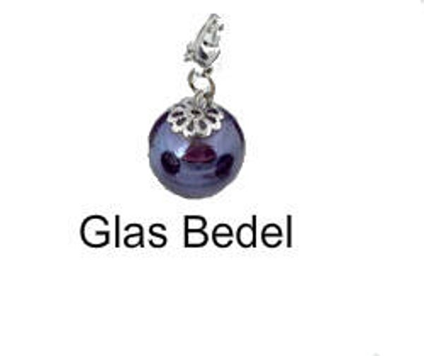 Be-Charmed Losse Charm Glasbedel paars groot