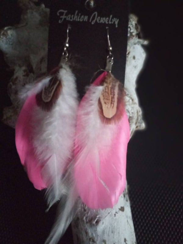 Veren oorbellen pink