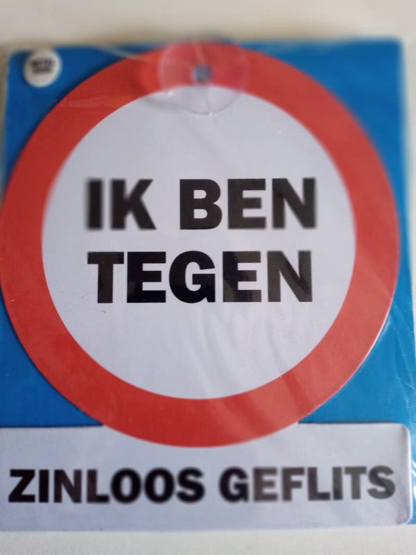 Kentekenplaat Metaal ik ben tegen zinloos geflits