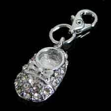 Be-Charmed Losse Charm  Verzilverd Babyschoen met Strass