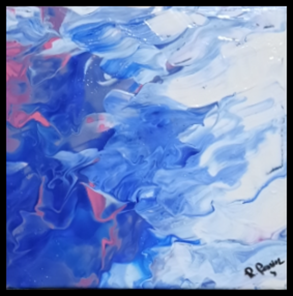Tableau "pouring" P 22  20 X 20 CM