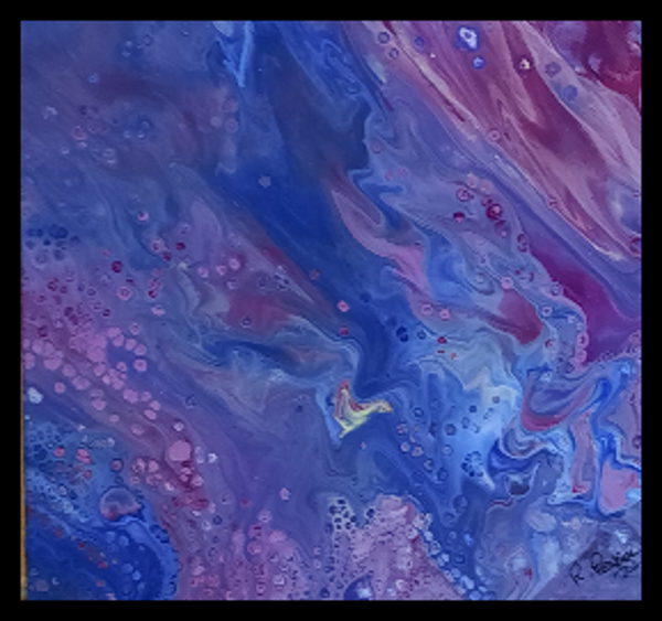 Tableau "pouring" P 24 20 X 20 CM