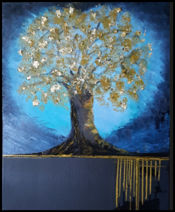 Tableau Abstrait N° 35 " L'arbre de vie "  30 X 40 CM