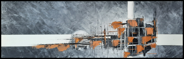 Abstrait 38 " Noir Blanc Doré" 20 X 60 CM