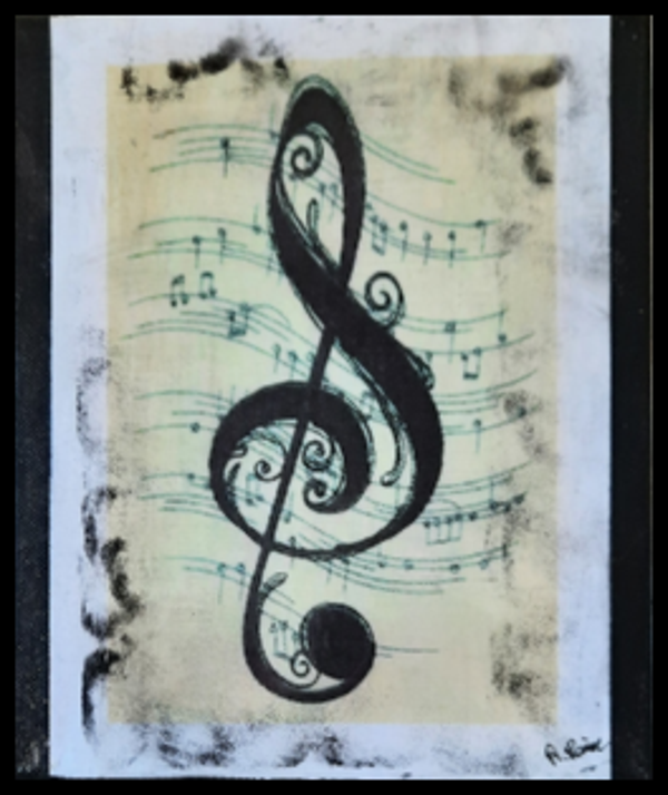 Tableau musique 4 "Clé de sol " 24 X 30 CM