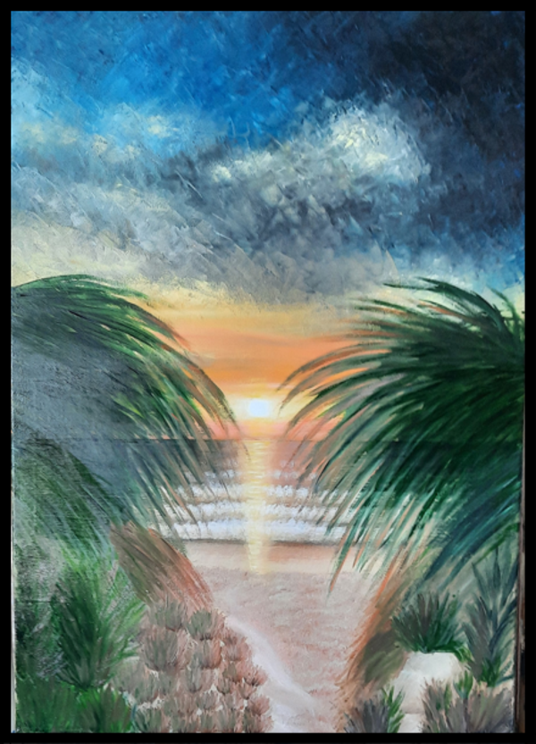Coucher de soleil  sur la plage 50 X 70 CM
