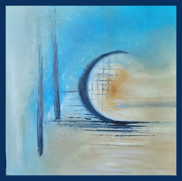 Abstrait "Bleu sable" 30 X 30 CM 3D