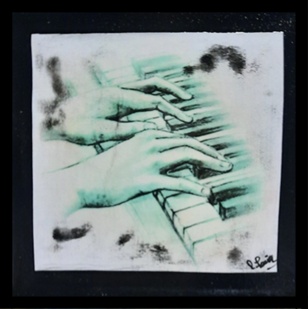Tableau musique 2 Piano petit format 20 X 20 CM