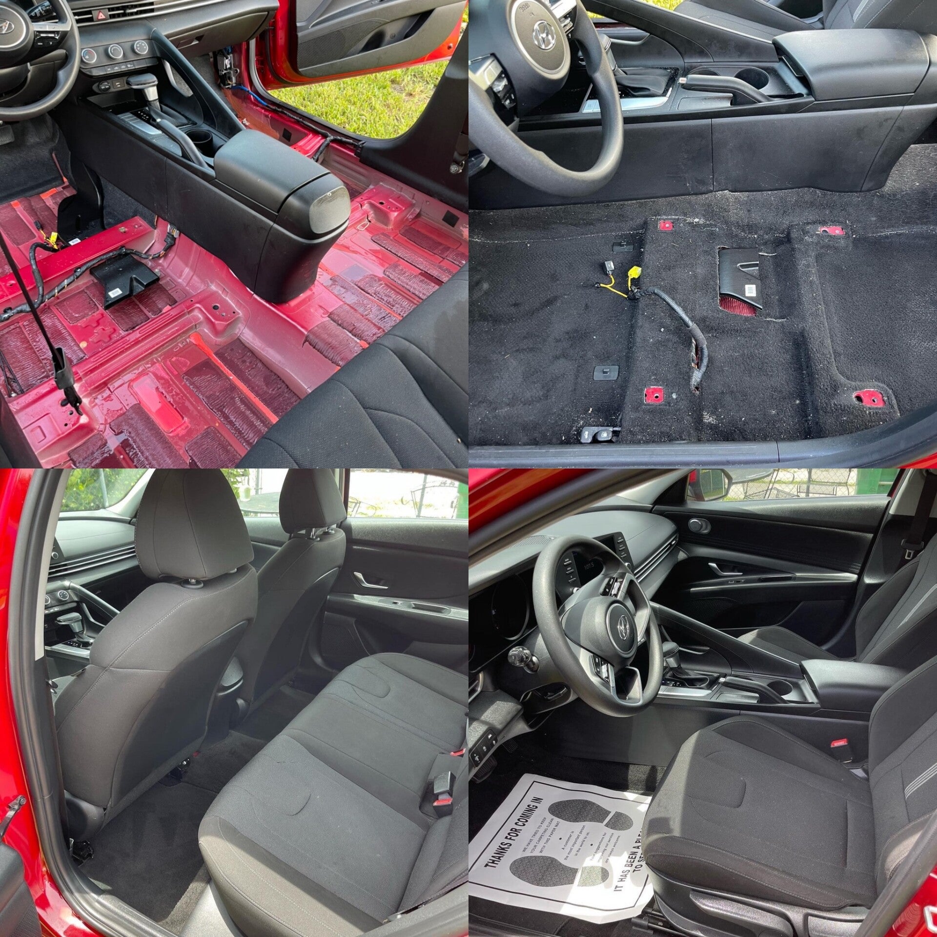 Visible mold contamination inside a vehicle before professional interior restoration