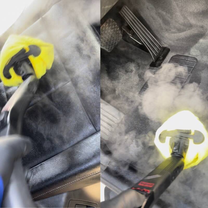 Vehicle seat steam cleaning and interior sanitizing in Miami