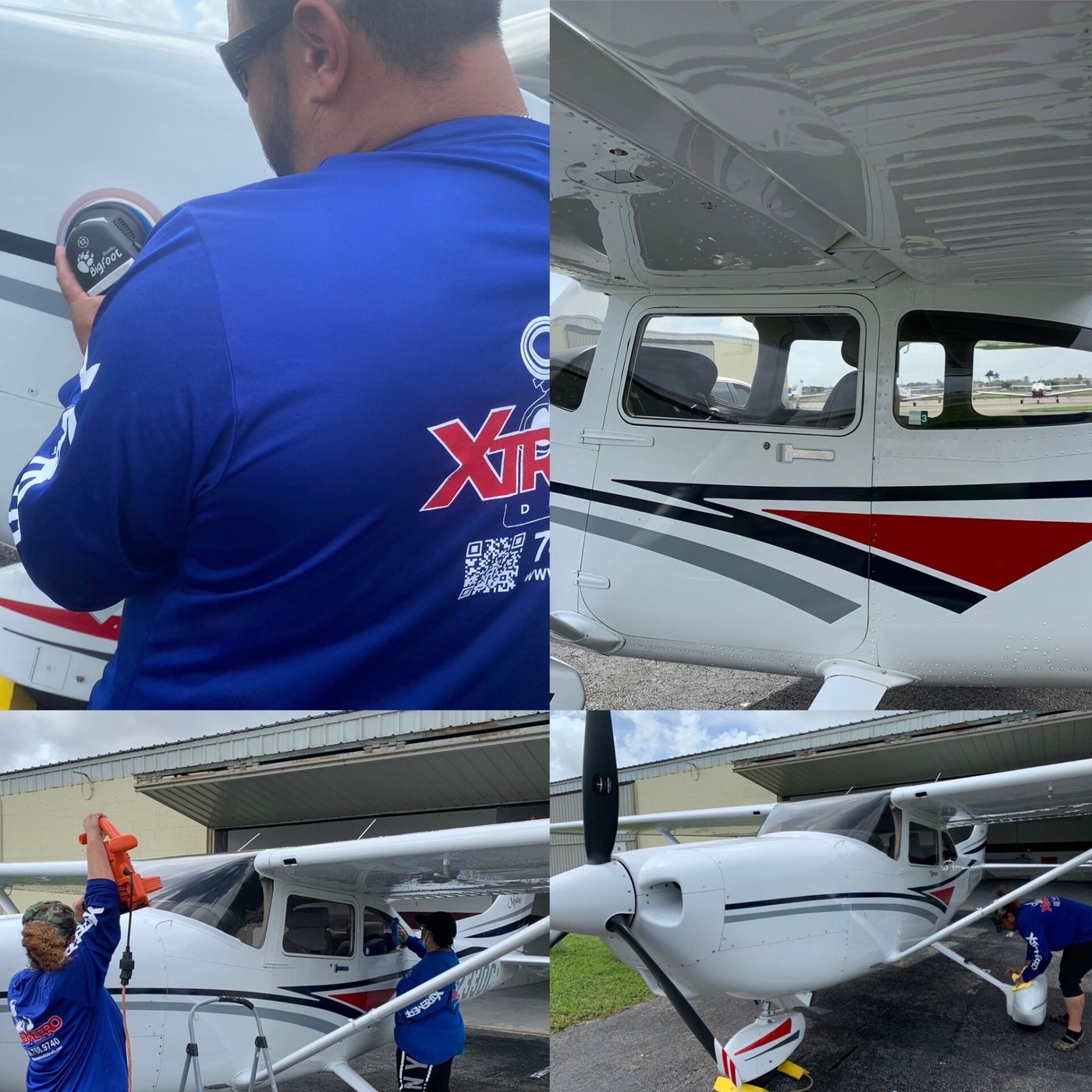 Xtreme Pro Detailers performing professional aircraft exterior detailing in Miami