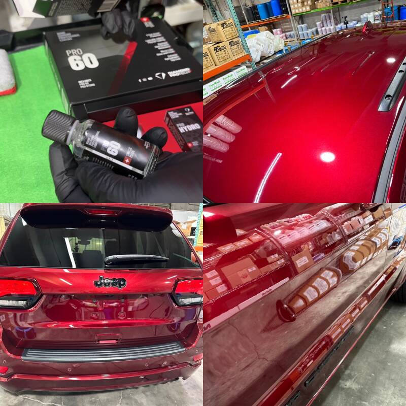 Xtreme Pro Detailers ceramic coating application on red Jeep Miami”