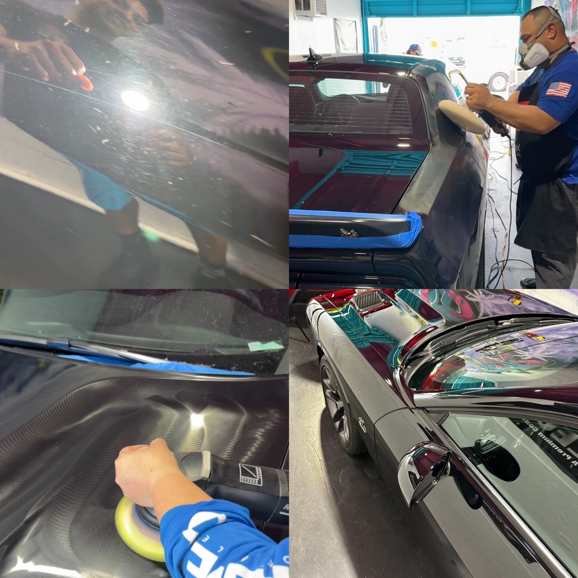 Professional paint correction improving vehicle gloss