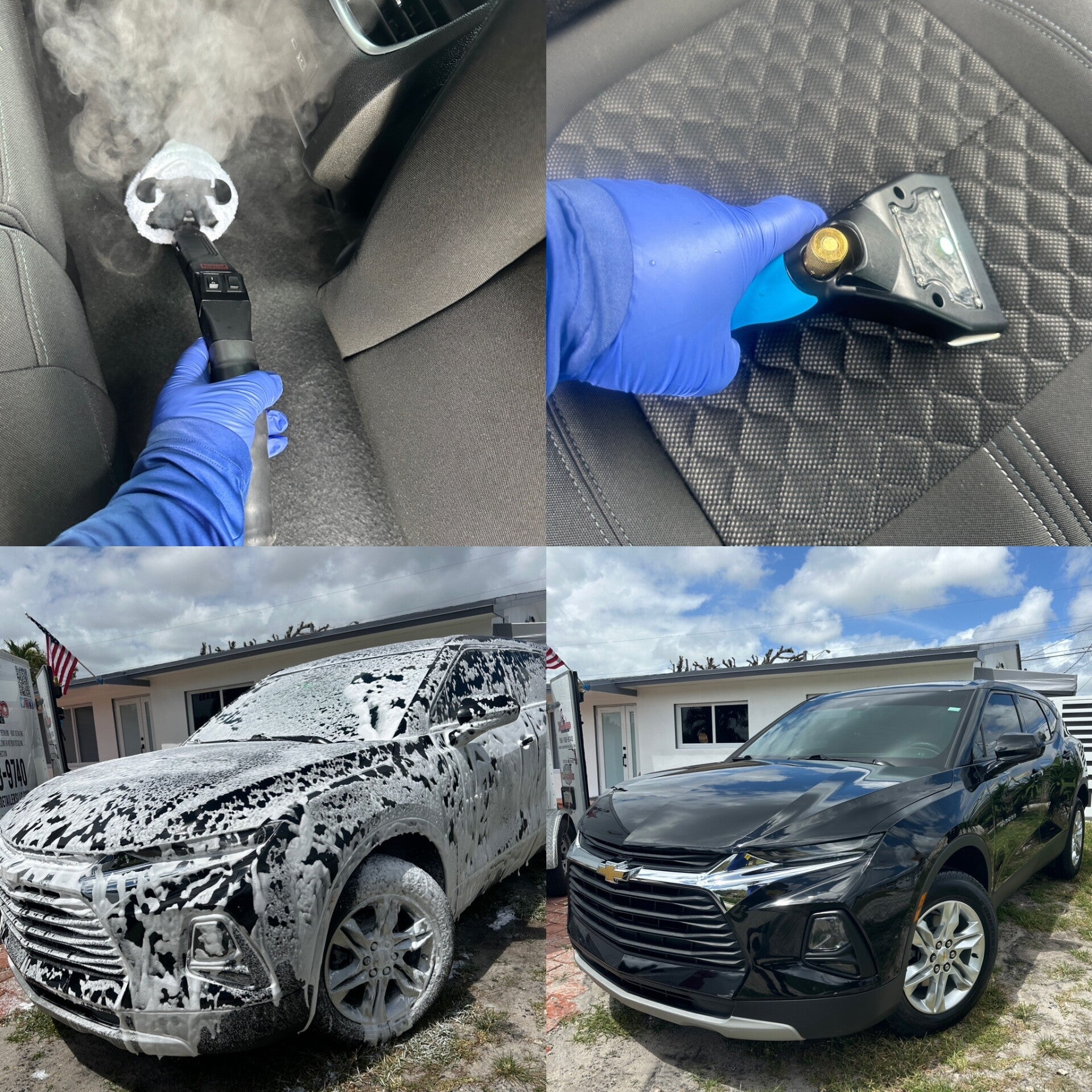     Xtreme Pro Detailers performing full interior and exterior mobile car detailing on a vehicle in Miami Beach.