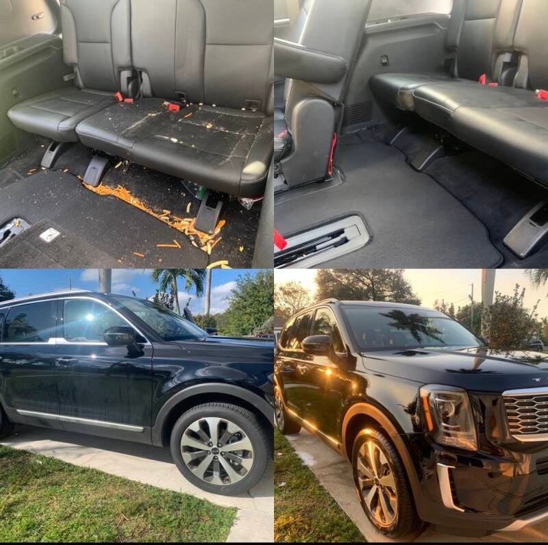Black SUV interior and exterior detailing before and after by Xtreme Pro Detailers in Miami