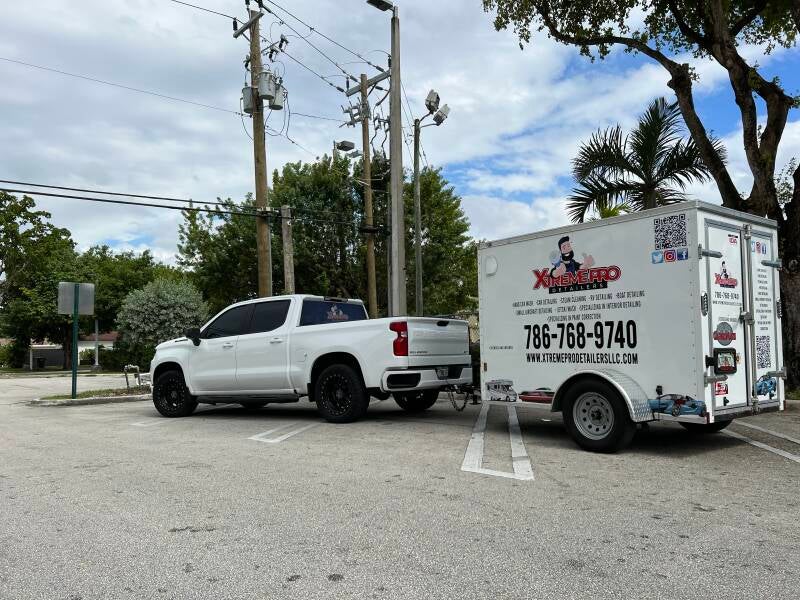 Xtreme Pro Detailers mobile truck and trailer in Coral Gables Miami” 