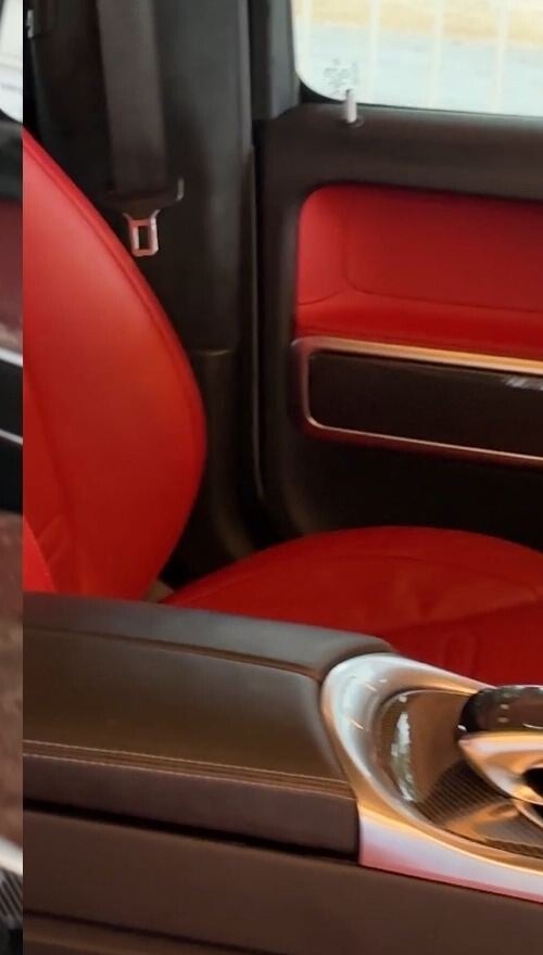 Mercedes-Benz G-Class red leather front seat and console clean after mold restoration