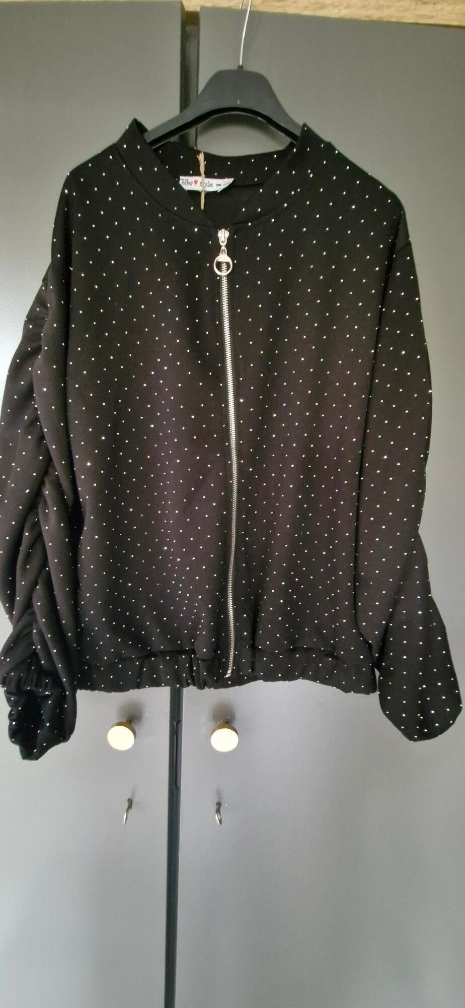 Glitter bomberjack zwart