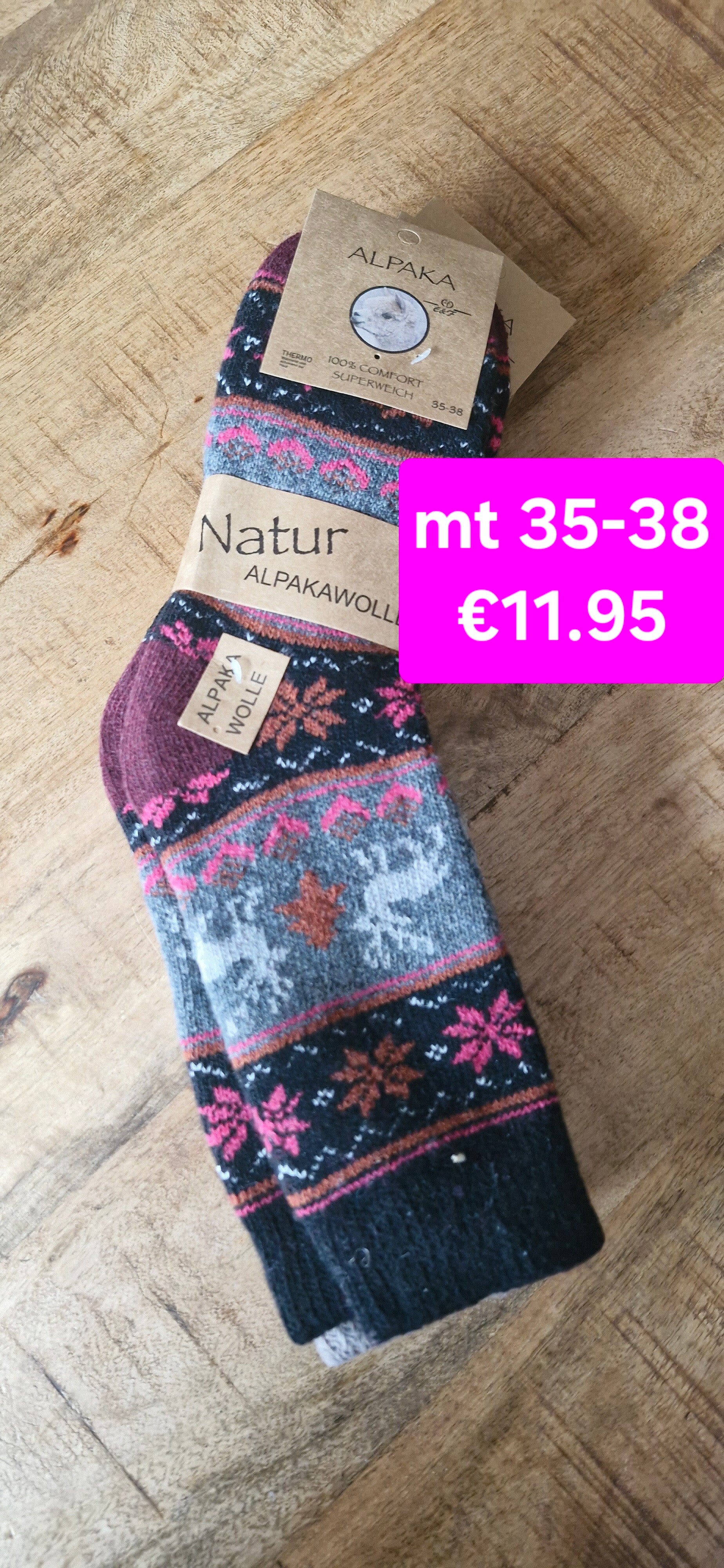 Warme sokken met alpacawol 35-38