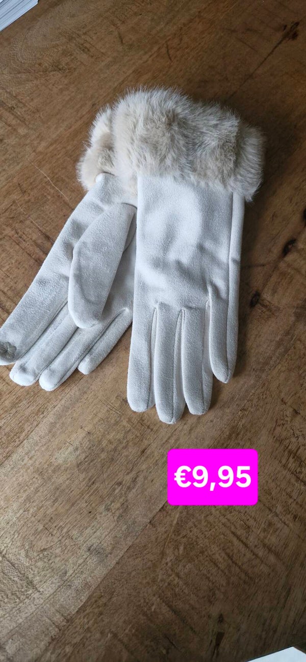 Handschoenen met bont beige