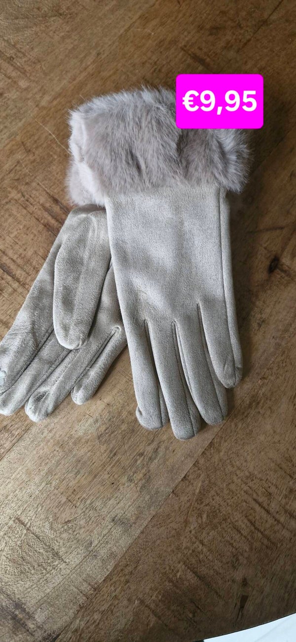 Handschoenen bont lichtbruin