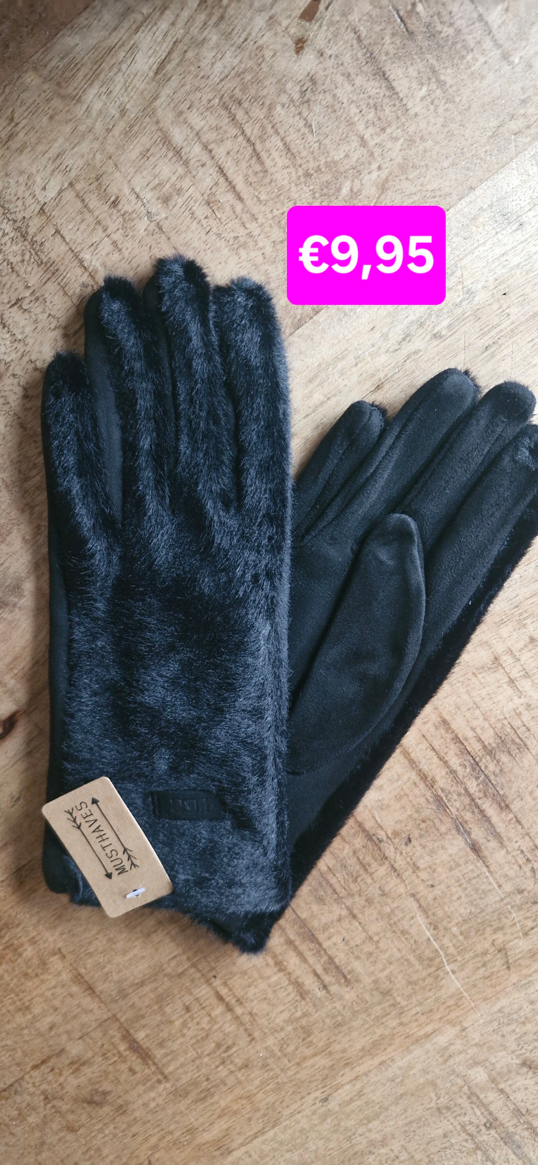Fluffy winter handschoenen zwart